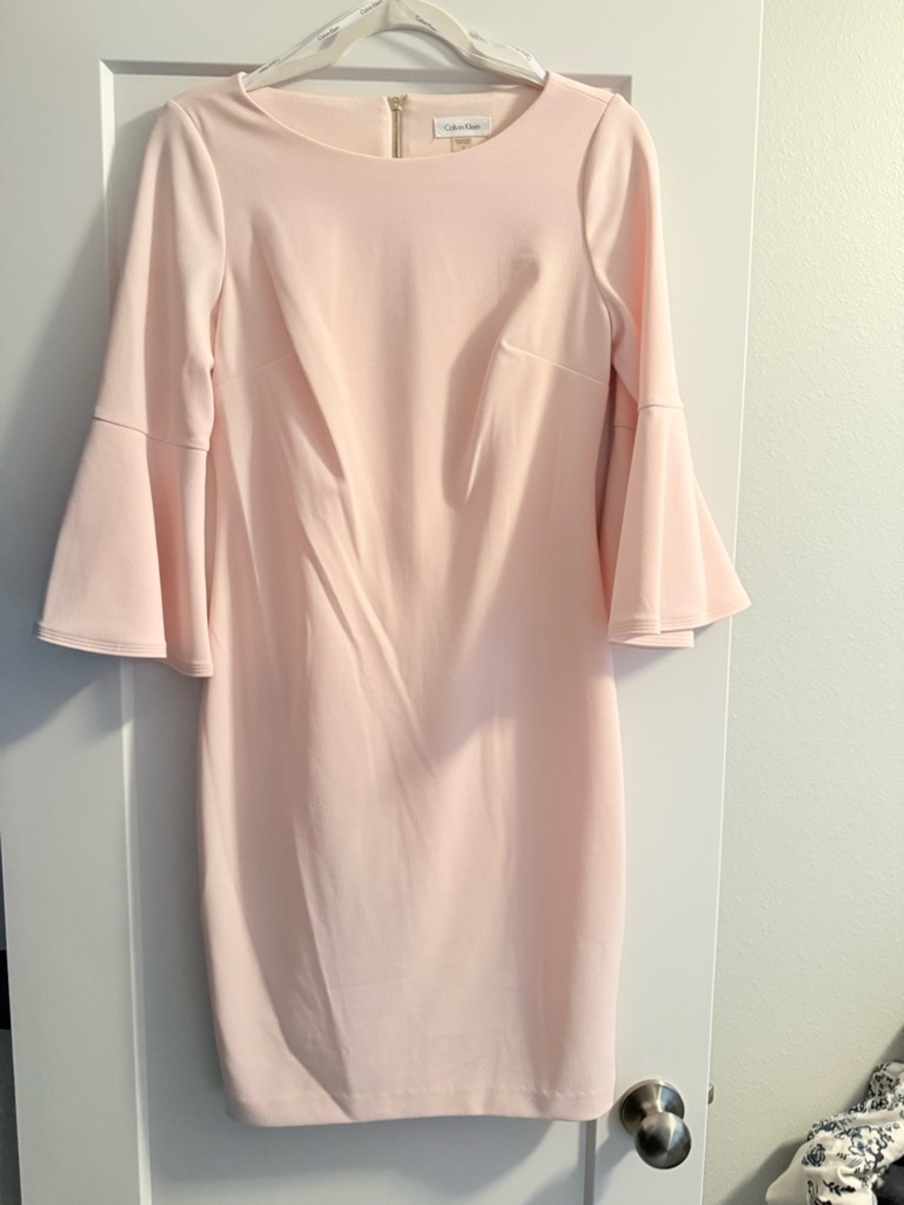 Calvin Klein Light Pink Bell Sleeve Midi Dress